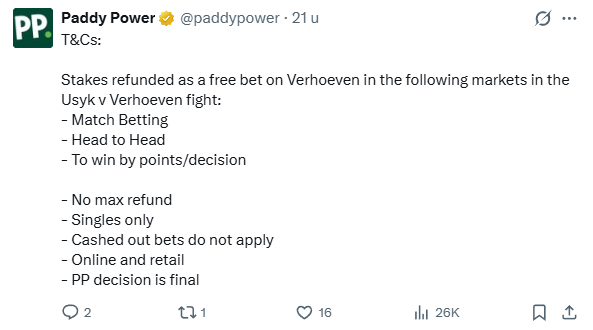 Paddy power refund