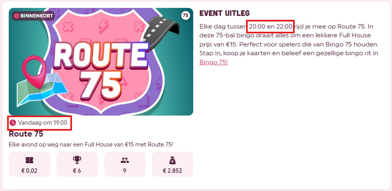 bingo tijden