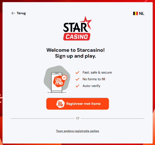 Starcasino itsme registratie