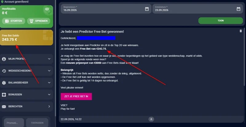 vbet free bet