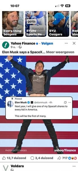 Elon Musk gives SpaceX shares