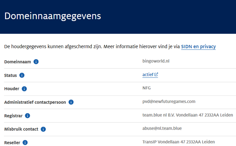 Domeinregistratie Bingoworld
